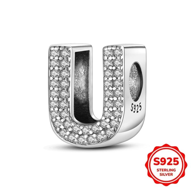 Trendy Fashion Classic 26 Alphabet Letters Charm Bead Components Bead Components Authentic Original Retro Zircon Copper Metal Designed For Women