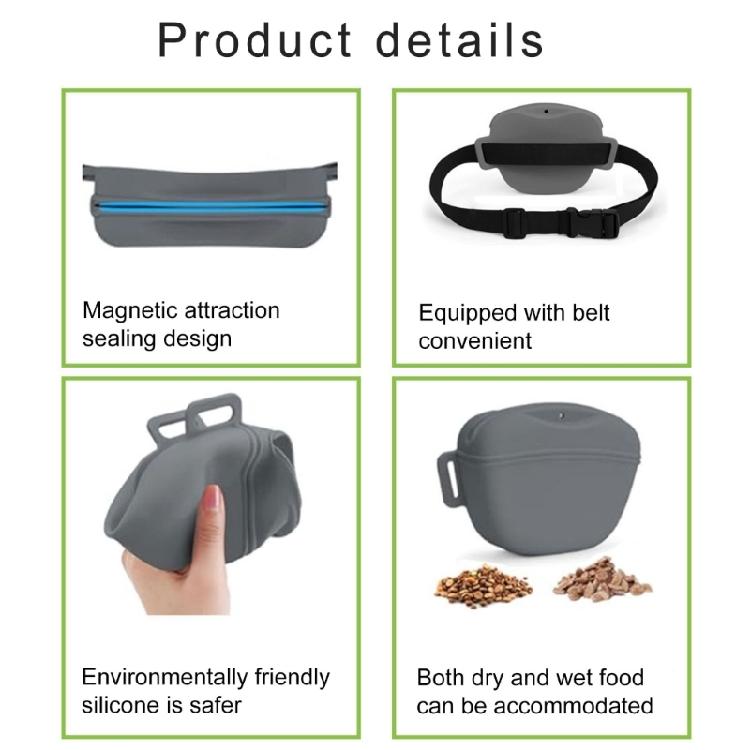 Praktische Haustier-Trainingsentasche mit Trainingsclickern Flexible Silikon-Leckerchentasche mit verstellbarem Hüftgurt
