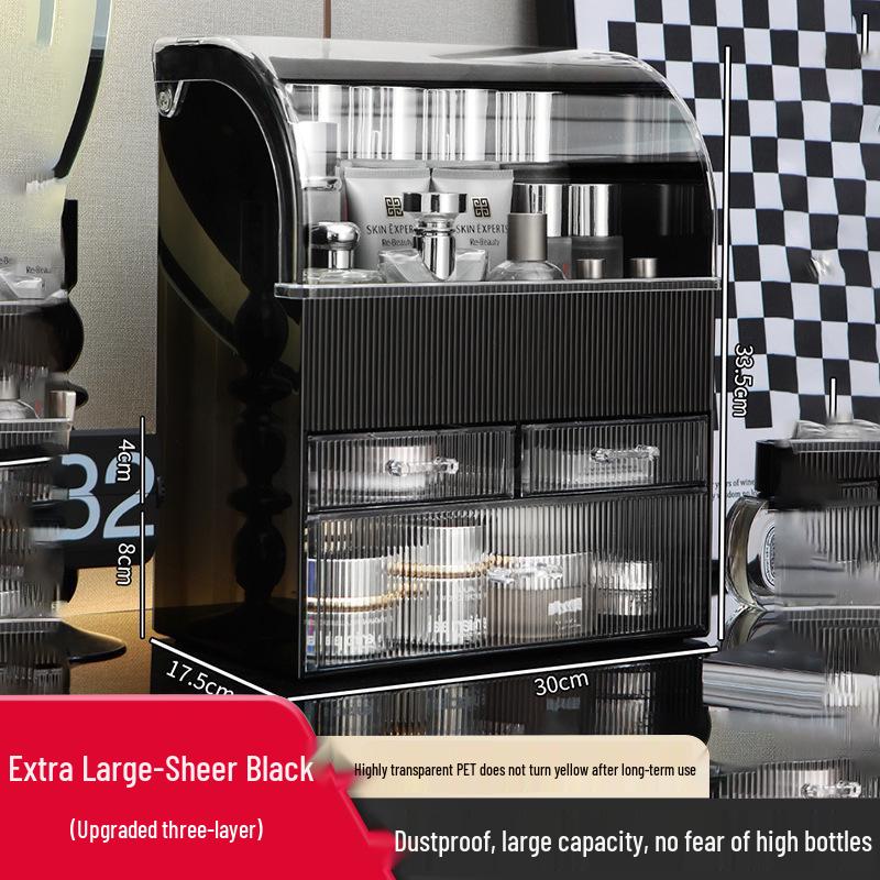 Dustproof Large-Capacity Cosmetic Storage Box for Lipstick & Skincare with Drawers