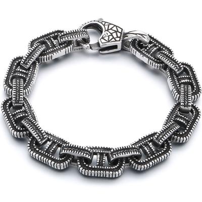 Vintage Masif Paslanmaz Çelik Erkek Bileklik Erkekler için Havalı 12MM Genişlik Bağlantı Zinciri Bileklikler Erkek 20/23CM Uzun Doğum Günü Takı Hediyeleri