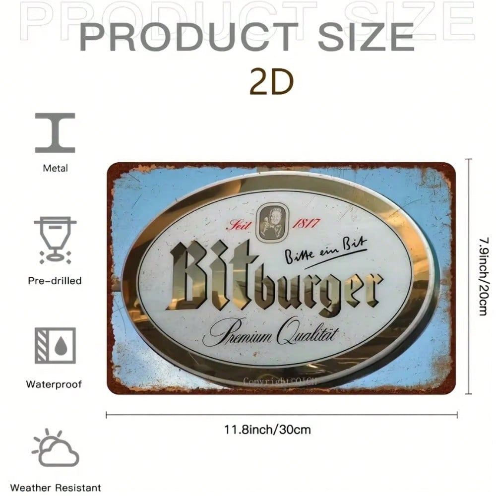 

Vintage Burger Tin Sign Retro Metal Pub Wall Art Durable Bar Decor 20x30 різнокольоровий