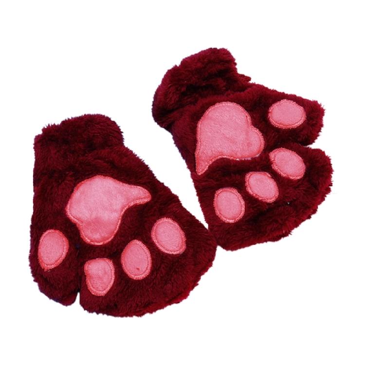 Winter Fingerless Gloves Fluffy Bear for Cat Paw Claw Half Finger Mitten Hand Wa