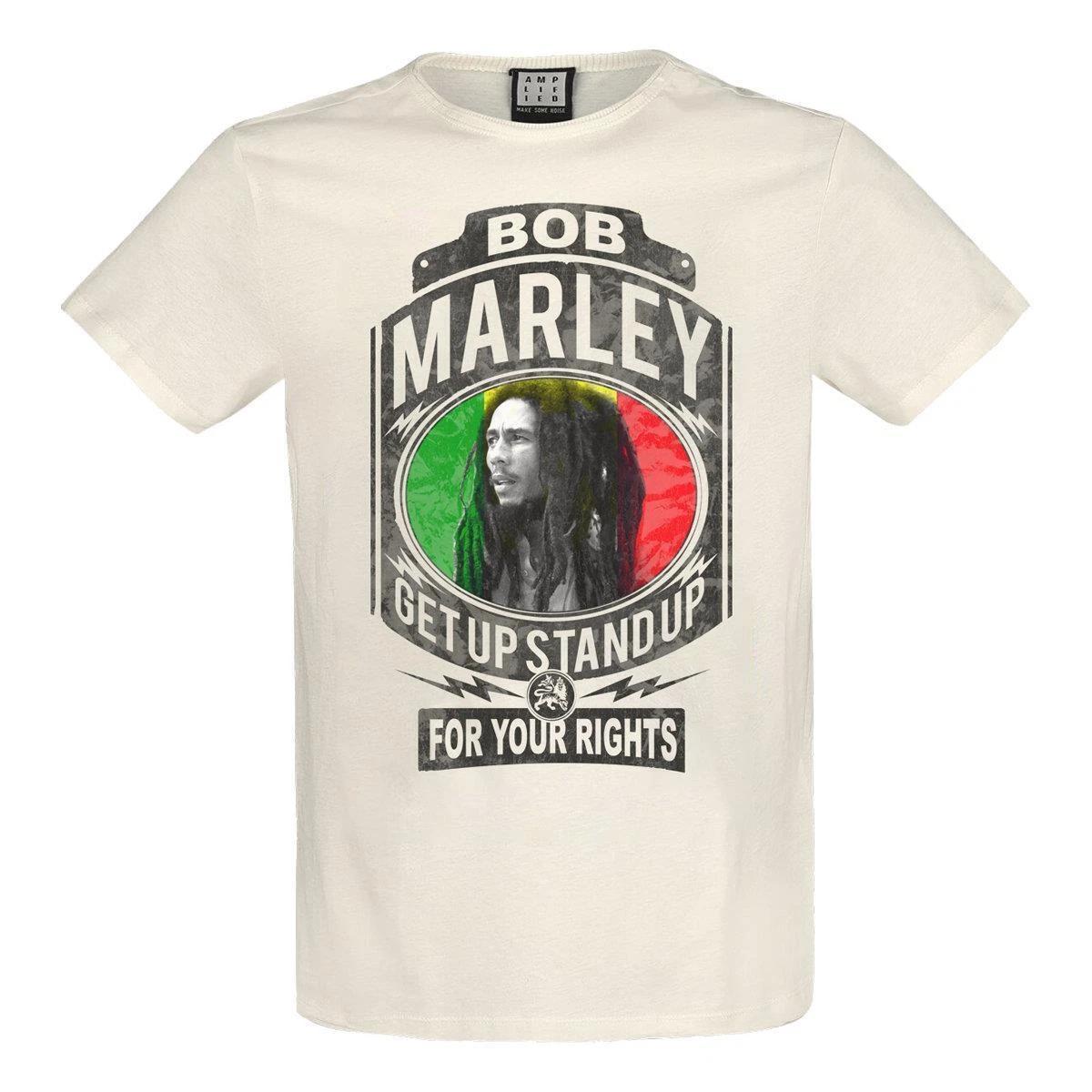 Amplified Bob Marley Fight For Your Rights Mens Vintage White 100% Cotton T-shirt Mens Tees Top Bob Marley 3XL