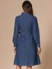 Allegra K Women's Classic Denim Jeans Shirt Dress, Button-Down, Long Sleeves, Belted, Dark Blue, Size XL