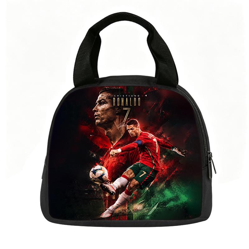 Leer, Reizen Handtas Geïsoleerde Lunchtas Herbruikbaar Ronaldo Lunchbox Voetbalster Student Bento Voedselcontainer Zakken