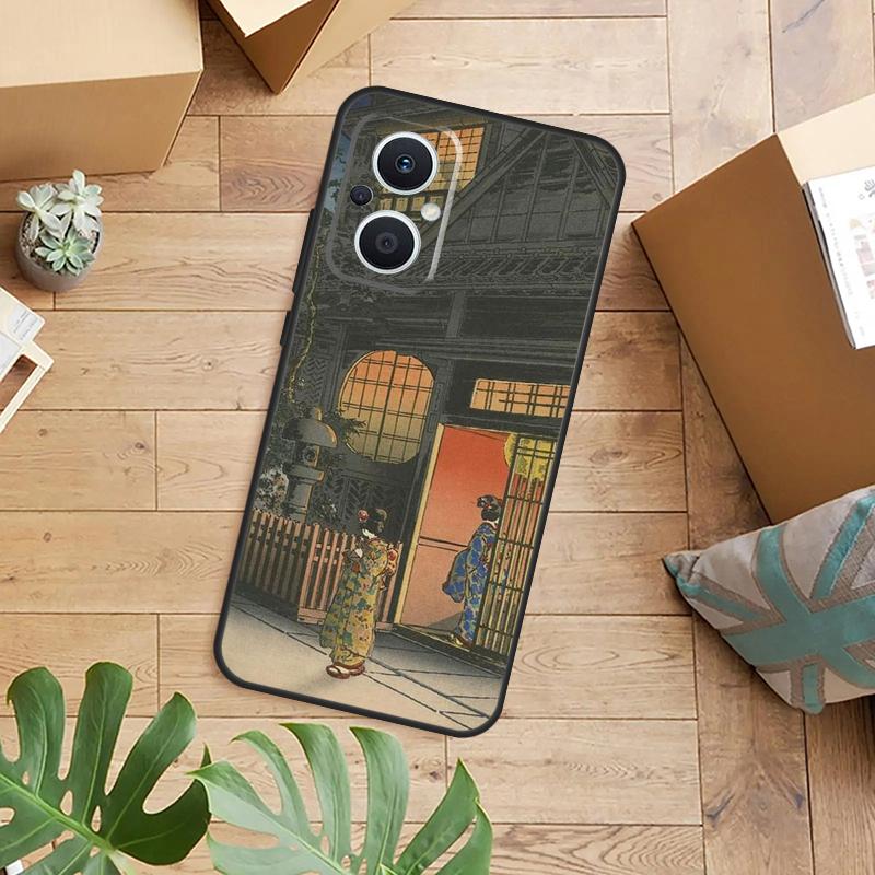 Japanese Style Ukiyo-e Art Case For OPPO Reno 14F 13F 12F 10 11 12 13 14 Pro 8T 7 8 Lite OPPO Find X8 X6 X5 X9 Pro Cover