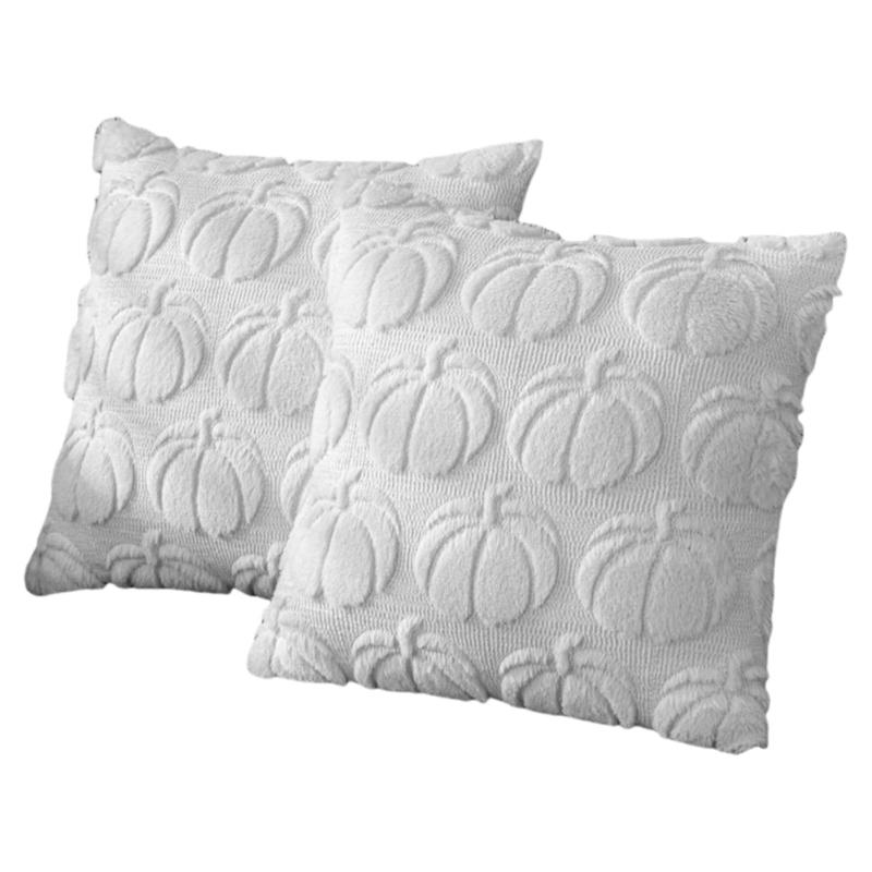 Cozy Autumn Theme Pillow Cover Set of 2 Pumpkin Designs Soft Pillow Cover for Home Accent Autumn Cushions Cover белый 1190₽