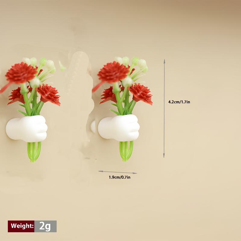 

2Pcs 1/12 Dollhouse Miniature Handheld Flower Model Wall Hanging Decoration For Doll House Accessories Kids Pretend Play Toys червоний