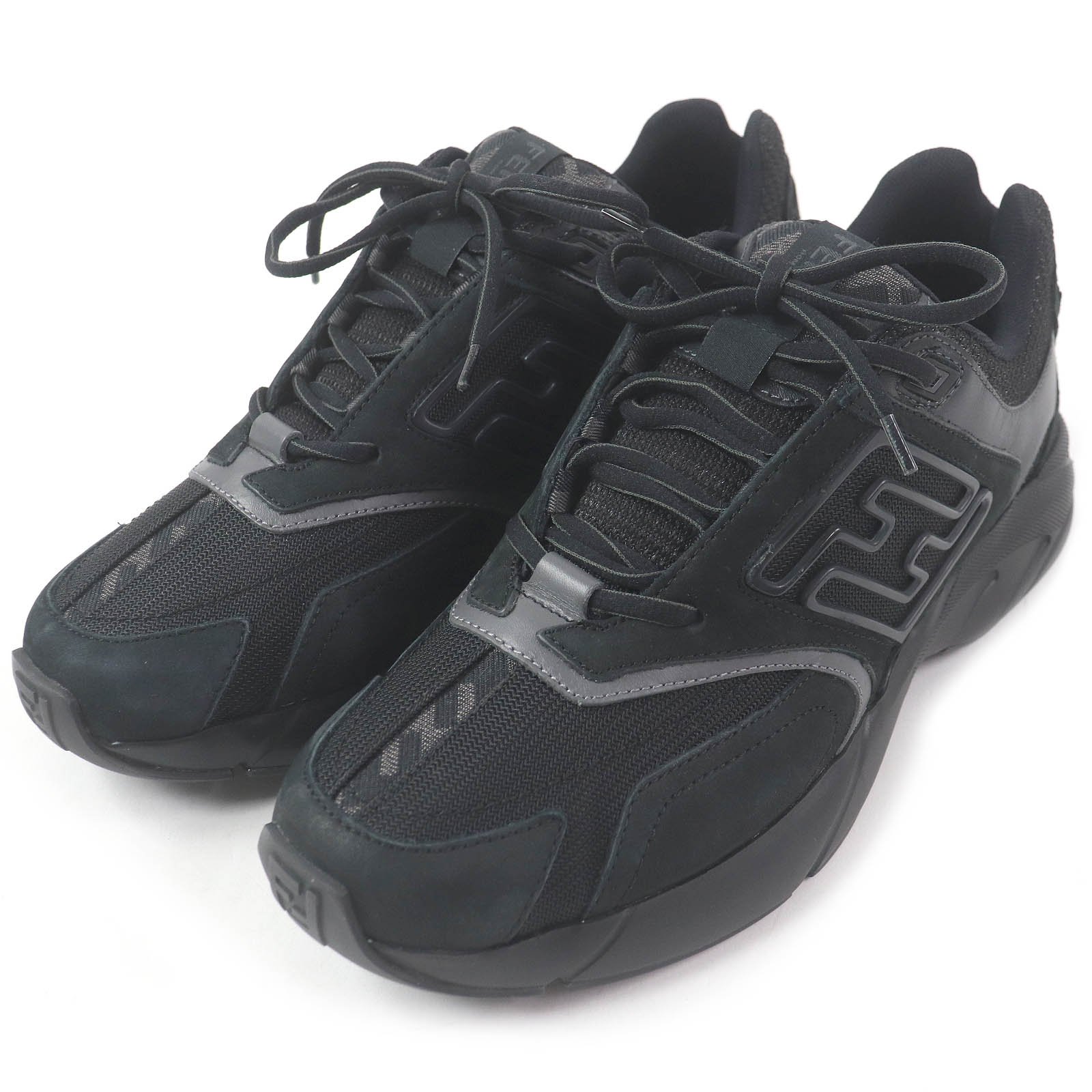 

Pristine FENDI Low cut sneakers FASTER TRAINERS FF logo Zucca black mesh mens 6 Used