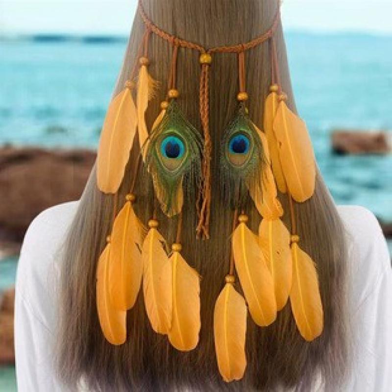 Halloween costume Indian headdress, Bohemian feather headband, ethnic style headwear accessories