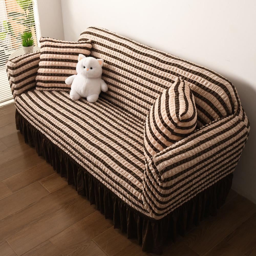 Thick Elastic Bubble Gauze Lace Couch Cover Slipcouch Non Slip Full Coverage Sofa Cover