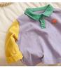 Children's Polo Shirt - Korean Style, Contrasting Colors, Cotton, Long-Sleeve, Lightweight, for Spring and Autumn.