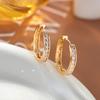 European Classic Women's Large Gold-Plated Hoop Earrings with Rhinestones - Lightweight, Fashionable, Luxurious Studs