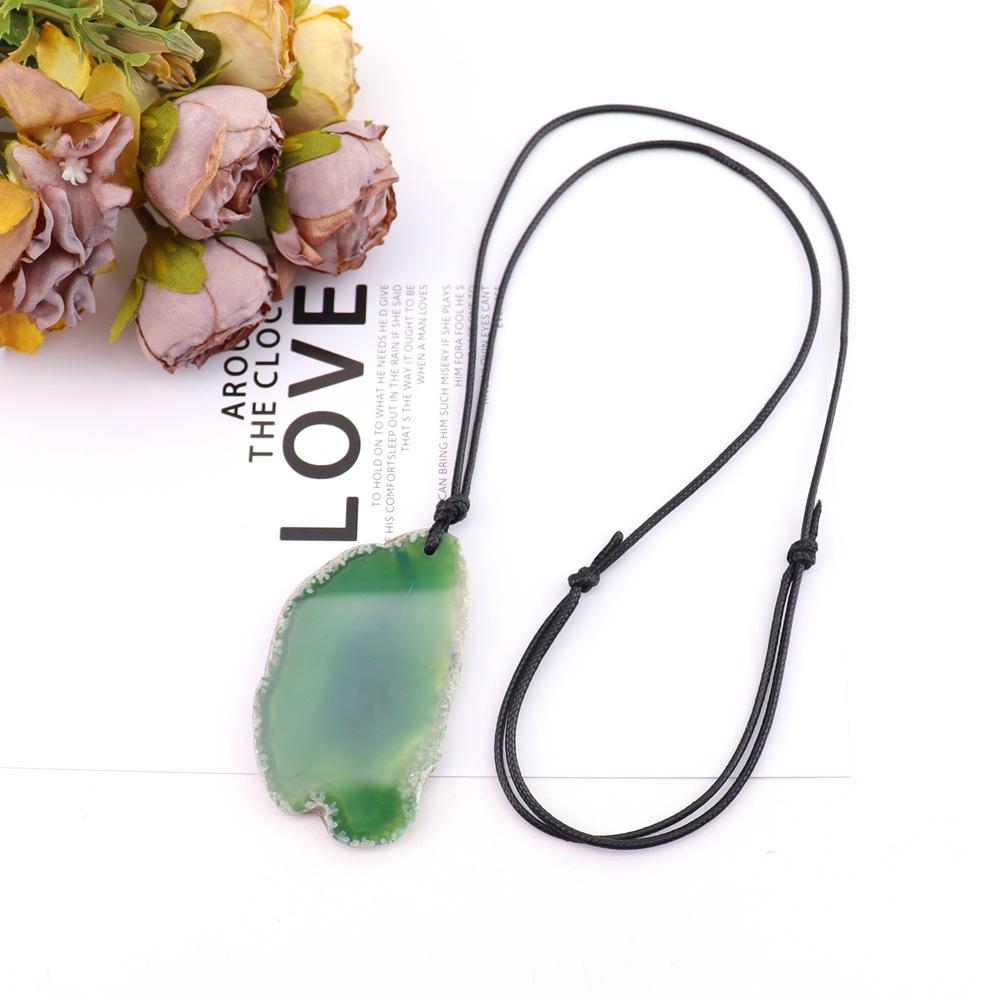 Natural Agate Sheet Rough Stone Pendant Irregular Agate Rough Stone Necklace Pendant Colored Natural Stone Sweater Chain