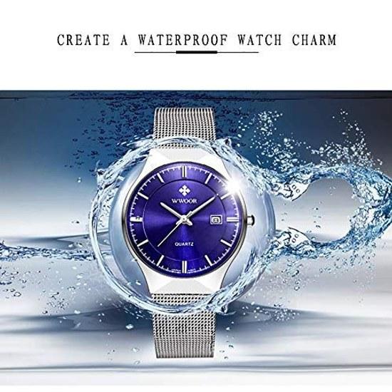 YGB Mens Wristwatch Stainless Steel Mesh Belt Casual Luxury Quartz Watch Ultra-thin Simple Waterproof Fashion White