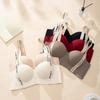 Seamless Push Up Bra with Letters Shoulder Straps Women's Soft Gathered Bra Without Steel Ring