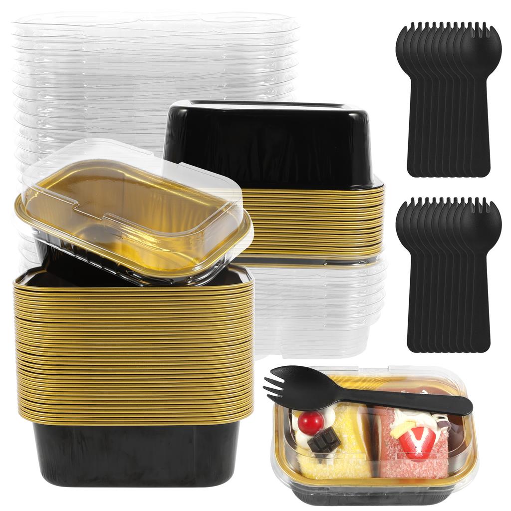 50/100Pcs 200ml Cake Mold Tin Foil Aluminum Foil Pudding Cup Baking Pans Mini Mousse Cupcake Containers Baking Mould Loaf Pans