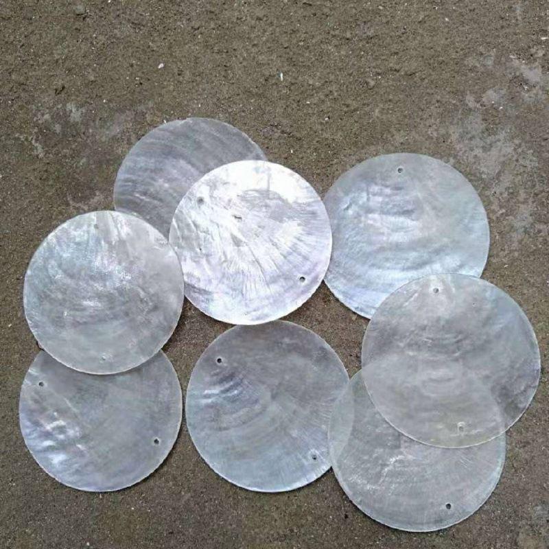 Double-Hole Mother-of-Pearl Round Shell Pieces: Blue Wind Chime & Door Curtain Decor