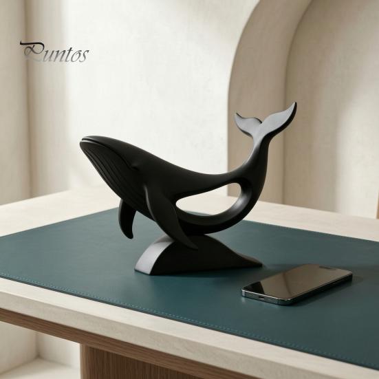Minimalist Whale Ornaments Hollow Figurine, 3D Printed Matte Animal Sculpture for Artistic Desktop Decoration Home Office Desk Decor, Modern