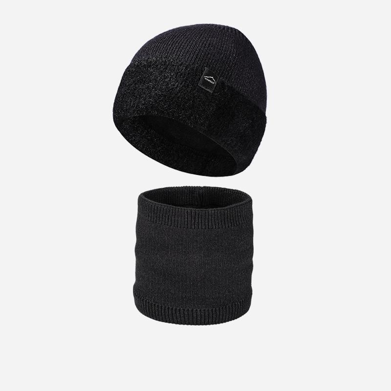 Men's Winter Thick Knitted Hat Scarf Kit Elastic Wool Hat
