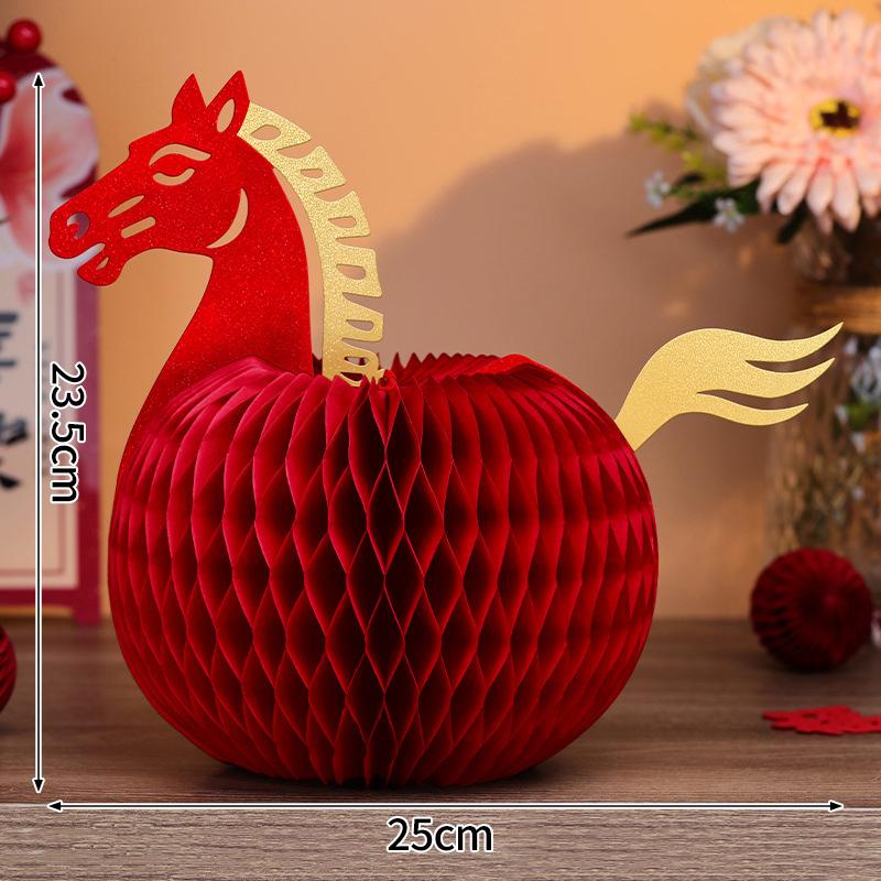 Horse Shape Ornaments For  Chinese New Year Desktop Parper Honeycomb Balls Festival Party Gifts Room Decoration
