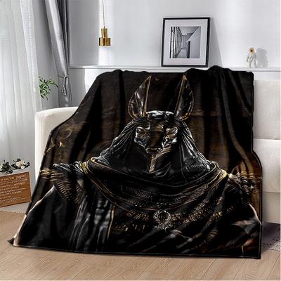 Anubis Egypt Death Mythology Horus Měkká plyšová přikrývka, Flanelová přikrývka Deka do obývacího pokoje Ložnice Pohovka Pohovka Piknik pro děti