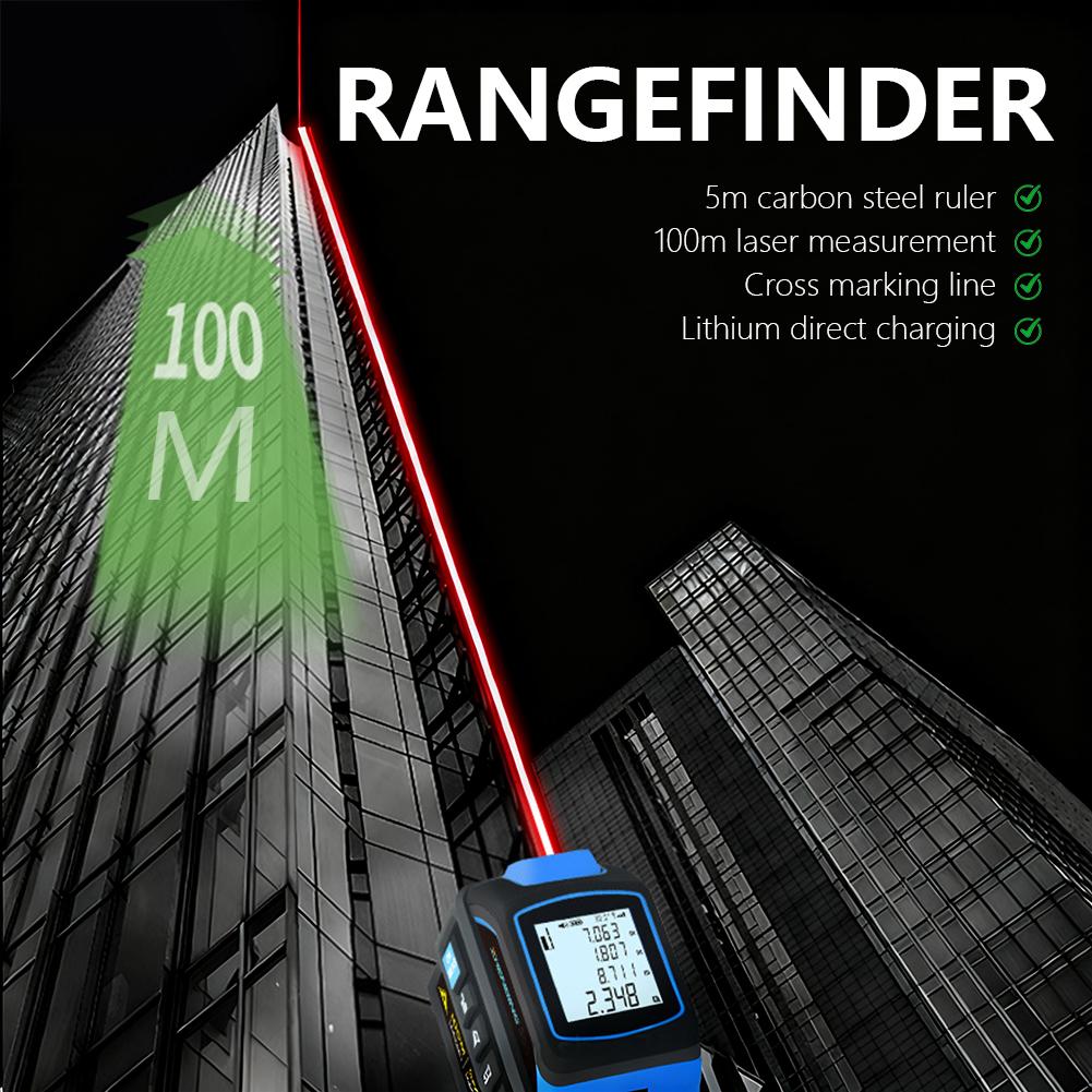 Portable Laser Tape Measure 4 In 1 Digital Tape Measure High Precision Laser Rangefinder Steel Tape Measure High Elasticity Tool