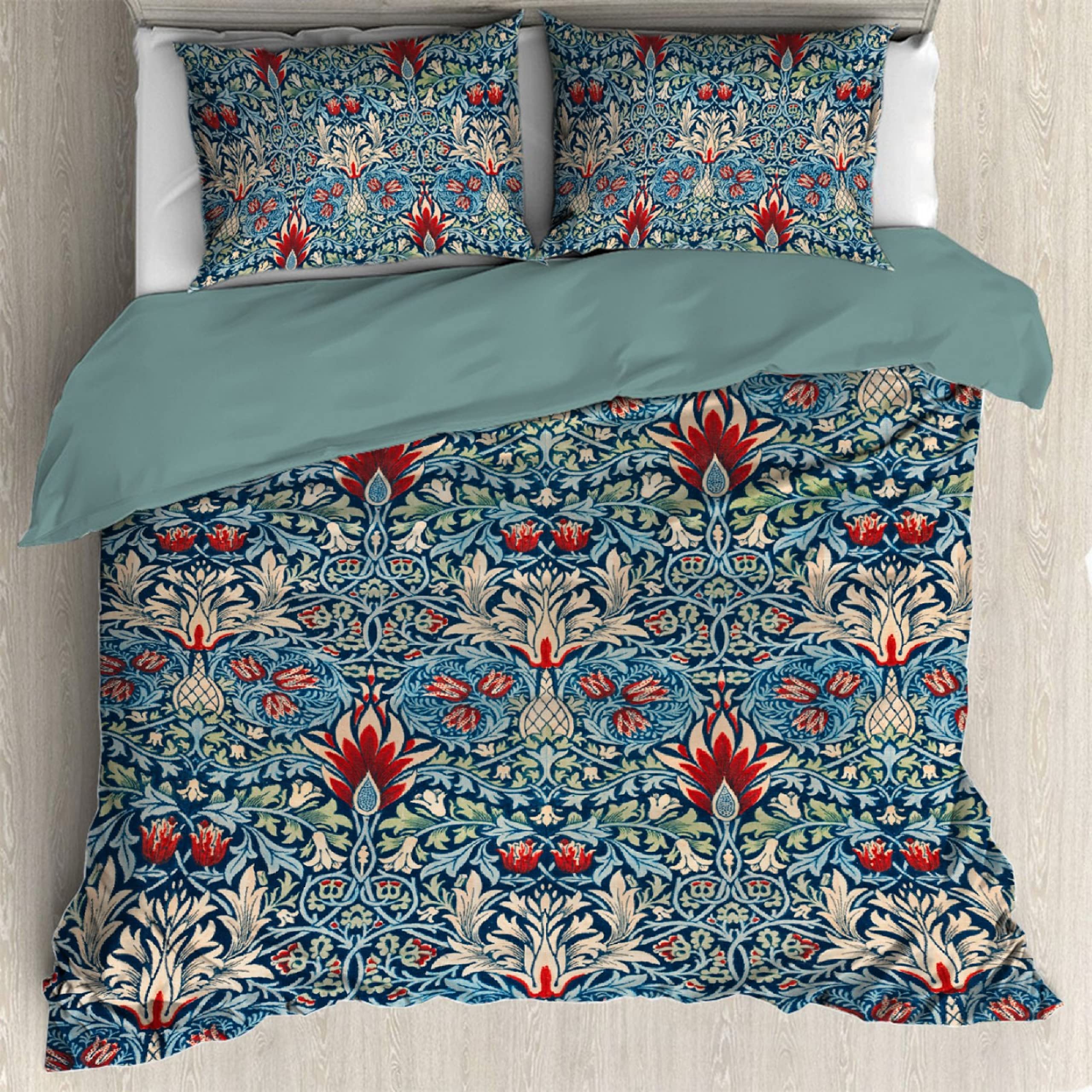 

William Morris Strawberry Thief Комплект підодіяльника Розмір Двоспальний Королівський М який Зустрічайте Ніжні Комплекти Постільної Білизни Для Підлітків/Дорослих Покривало EU SK(260x220cm)