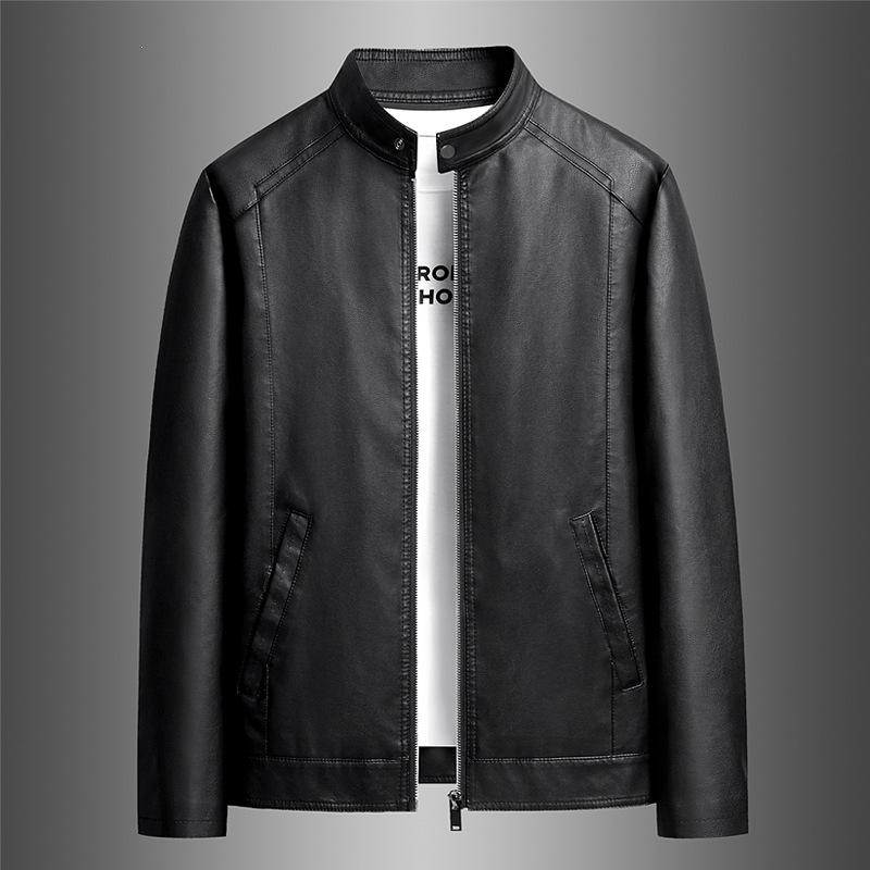 M-XL Spring and Autumn Men's Leather Jacket New Top Leather Jacket Men's PU Leather Jacket Spring and Autumn Trend Standing