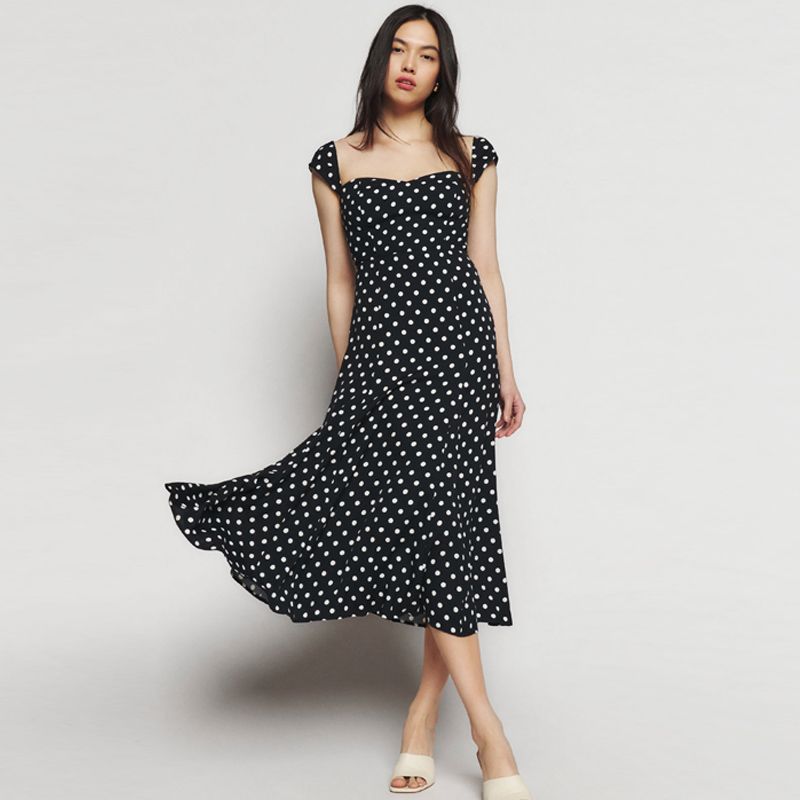 

Милое платье в цветочек в европейском и американском стиле Black Wave dot XS