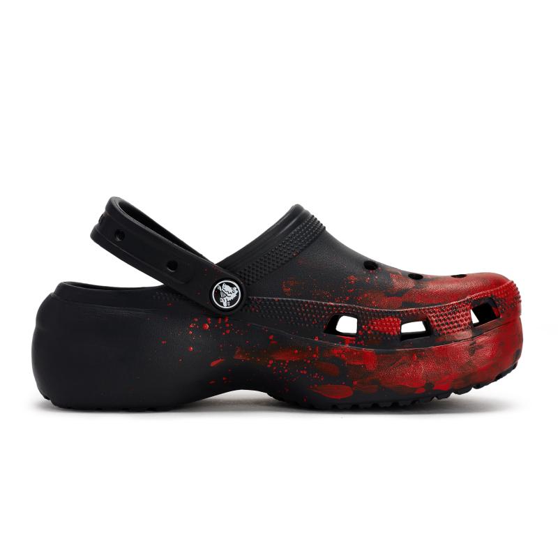 Crocs Classic Platform Clog 811 Made Mystery Scene Special Shoe Box Soft Comfortable Hole Shoes Women's Black Red