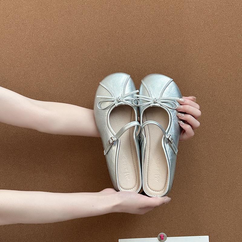 Fashion French splicing versatile bag head half slippers women's summer wear 2025 new summer with skirt cool slippers