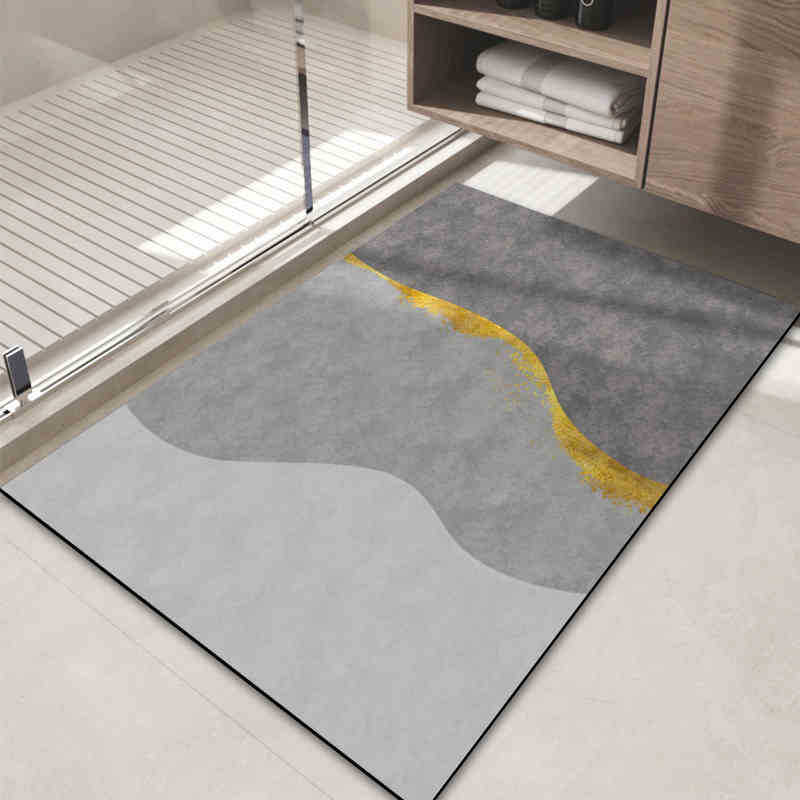 Light Luxury Style Diatom Mud Floor Mat Bathroom Bathroom Bathroom Door Dirt-Resistant Foot Mat Household Non-Slip Easy To Take Care Of