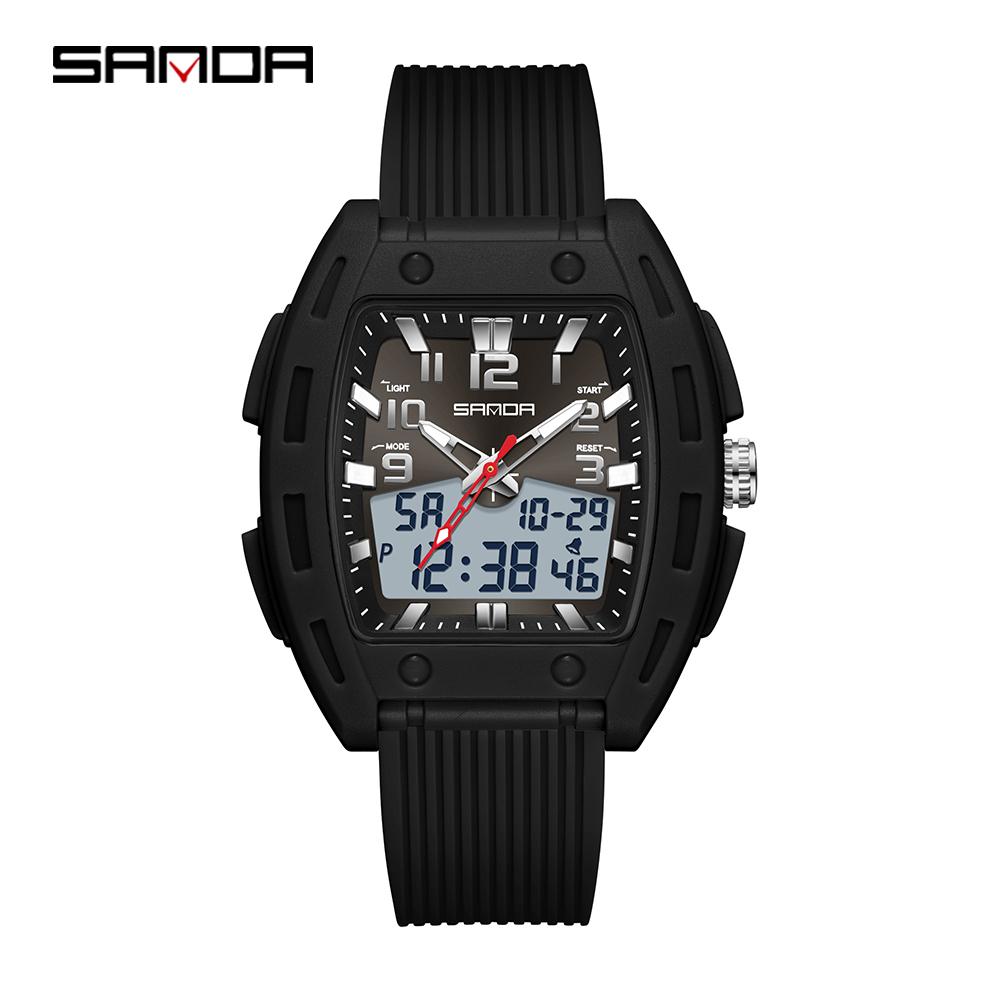 SANDA 6330 Hot Sale Fashion Original Men s Dual Display Watch Multifunction TPU Strap Waterproof Sporty Outdoor Male Wristwatch