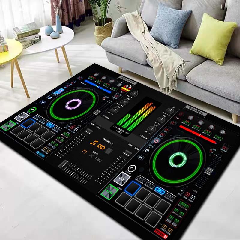 Dj Music Record Screen Console Theme Printing Large Carpet Sofa Living Room Bedroom Decoration Kitchen Bathroom Anti Slip Carpet