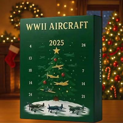 24 Days Aircraft Calendar Advent Christmas Countdown Calendar With 24 2D Warbirds Pendant Acrylic Decorative Charm Navidad Gift