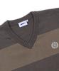XTONZ Xtk170 Striped V-Neck Pullover Knit (Brown)