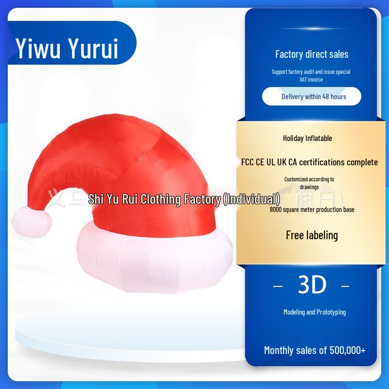 

Inflatable Luminous Cartoon Christmas Wall Climbing Hat Decoration UK Plug