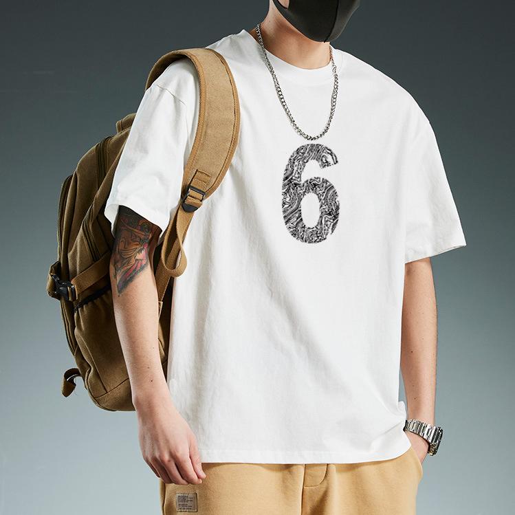 

Men Short Sleeve Print Cotton T Shirt Summer Tops S