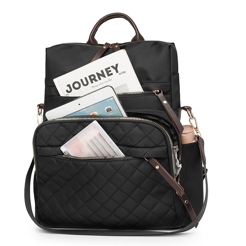 Rhomboid Embroidery Backpack Women's Backpack Large Capacity Water-repellent Travel Backpack