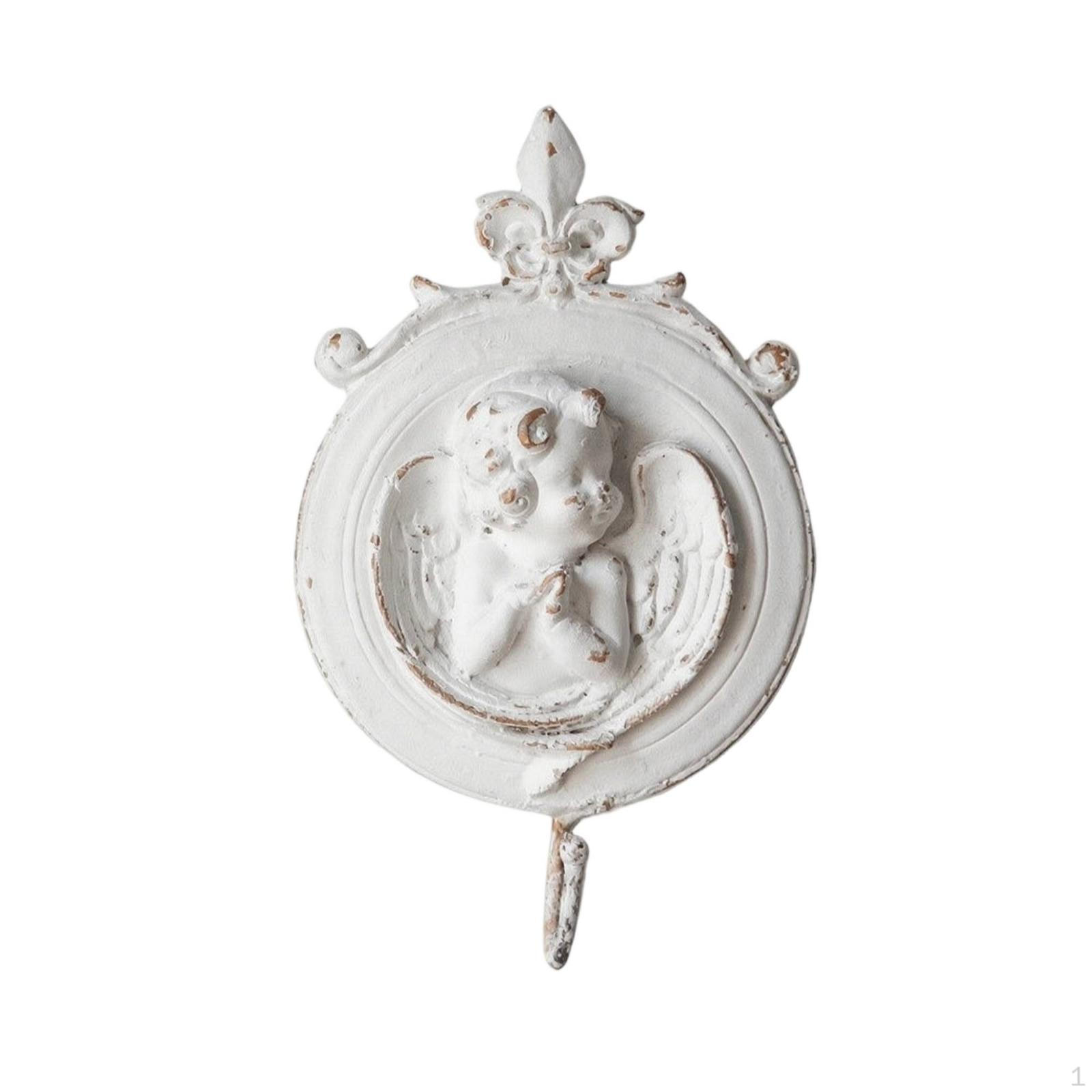 Angel Wall Hook Ornate Cherub Vintage Plaque for Entryway, Bedroom, Hallway Mbk005