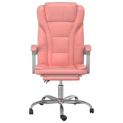 Office Chair with Reclining Function Pink Faux Leather