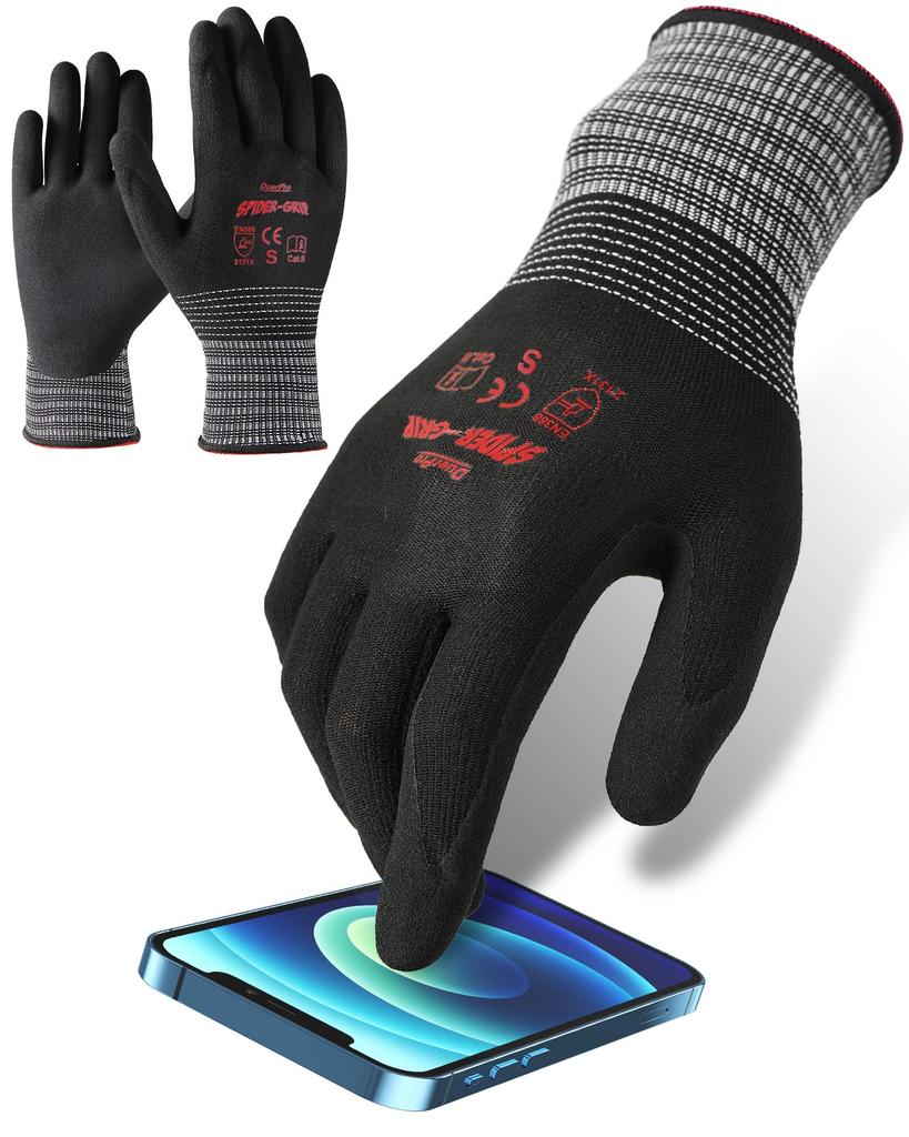 Duerfusa Work Smartphone Power Makes Heavy Objects Feel Backless Work High Improved 3D For Warehouse Bulk Black Gloves, Compatible, [Suction Light],
