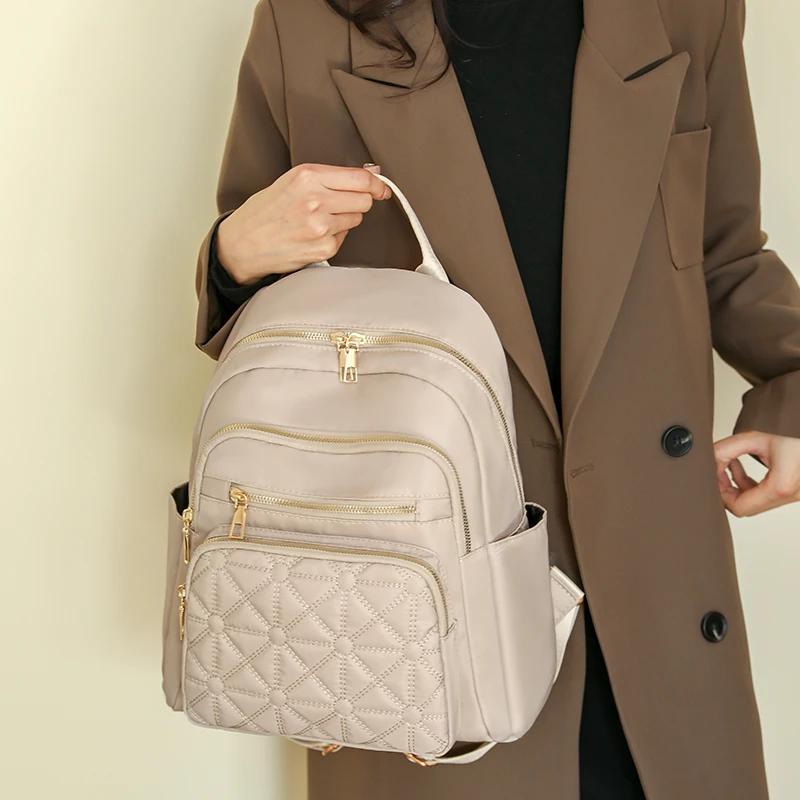 Women's Backpacks Nylon Large Capacity Solid Zipper Fashion Casual Versatile