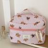 3PCS Large Capacity Quilted Cotton Makeup Bag Soft Cartoon Cosmetic Organizer Toiletry Pouch  Daily