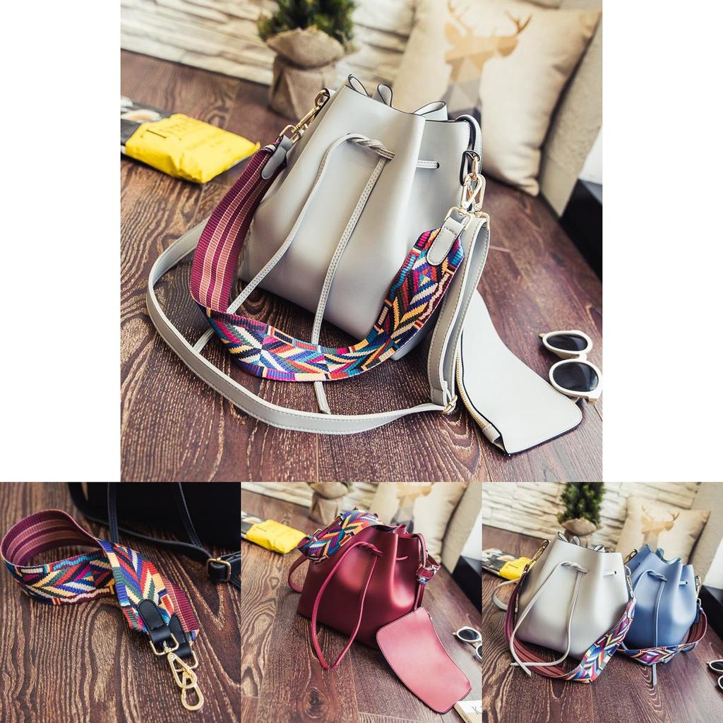 Elegant Fashion Women Colorful Wide Strap Bucket Shoulder Bags For Versatile Style
