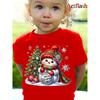 Kids Clothes Cute Animals Printing Christmas T-Shirt Festive Short Sleeve Boys Girls Clothes 2-14Y Christmas Gift Child Top Tee
