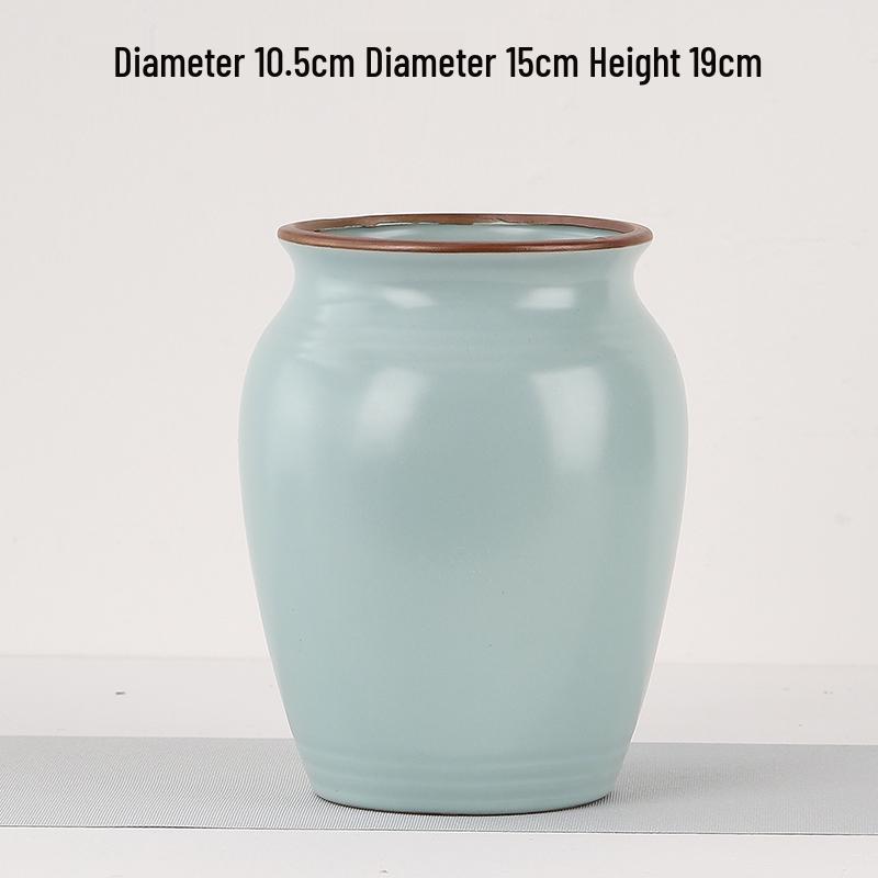 Elegant Celadon Vase: Classical Ru Kiln Ceramic for Hydroponic Flower Arrangements and Living Room Decor