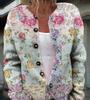 2026 foreign trade new 3D digital printing cardigan knitted jacket women's clothing early spring and autumn factory wholesale