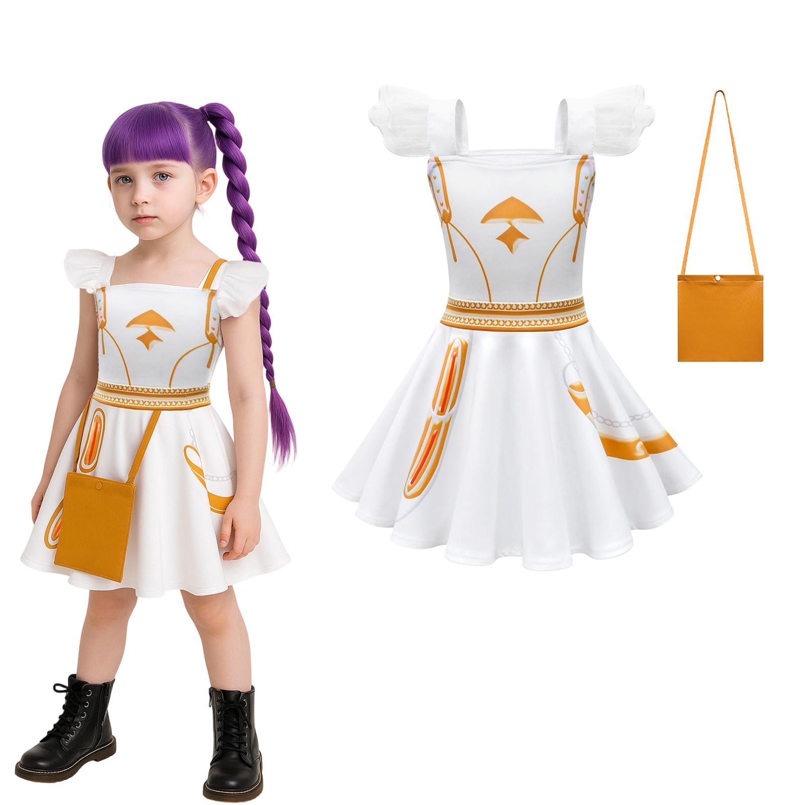 

Kids Girls Casual Cute Cartoon Print Vest Sleeveless Dress Dance Cosplay Wear 110 оранжевый